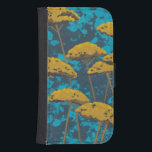 Golden Yarrow Garden with Blue Background Galaxy S4 Wallet Case<br><div class="desc">Golden yarrow flowers punctuate this beautiful garden scene. The blue background also holds a hint of leaves scattered throughout. It’s like looking at a Magic Eye photo except much more fun!</div>