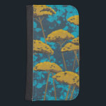 Golden Yarrow Garden with Blue Background Galaxy S4 Wallet Case<br><div class="desc">Golden yarrow flowers punctuate this beautiful garden scene. The blue background also holds a hint of leaves scattered throughout. It’s like looking at a Magic Eye photo except much more fun!</div>