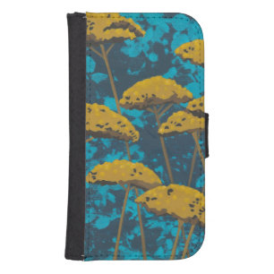 Golden Yarrow Garden with Blue Background Galaxy S4 Wallet Case