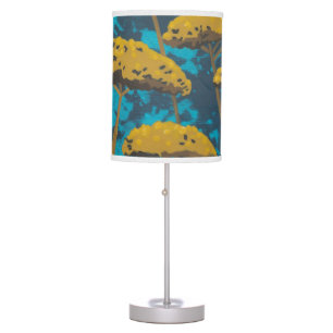 Golden Yarrow Garden with Blue Background Table Lamp