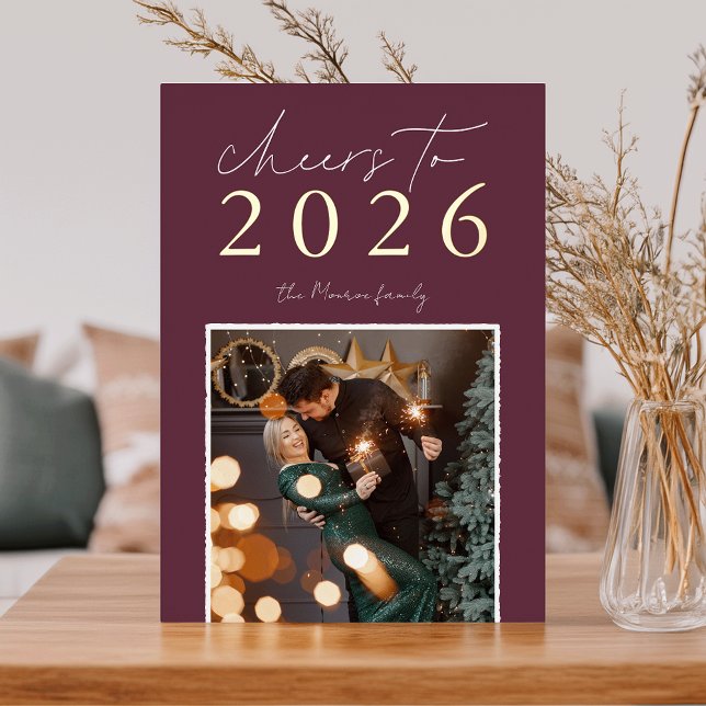 Golden Year | Cheers to the New Year Photo Foil Holiday Card (Creator Uploaded)