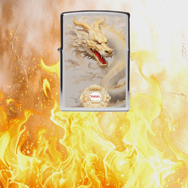 Golden Year of the Dragon Zippo Lighter (Festive Golden Dragon Lunar New Year of the Dragon Zippo Lighter Gift)