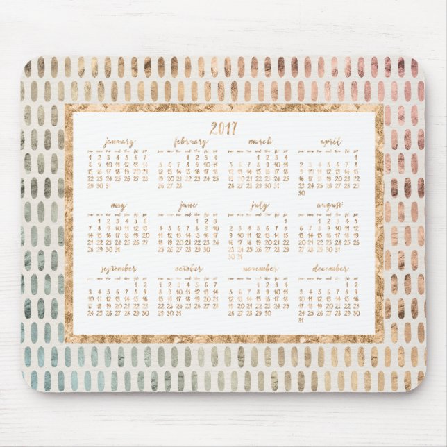 Golden Yearly 2017 Calendar Mouse Pads Light (Front)