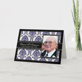 Golden Years Damask Birthday CARD Invite (navy)