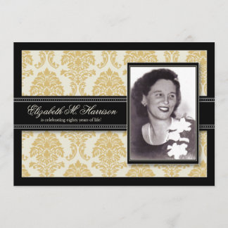 Golden Years Damask Birthday Party Invite (gold)