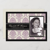 Golden Years Damask Birthday Party Invite (lilac) (Front/Back)