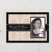 Golden Years Damask Birthday Party Invite (pink) (Front/Back)