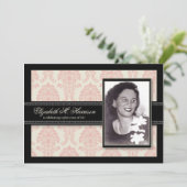Golden Years Damask Birthday Party Invite (pink) (Standing Front)
