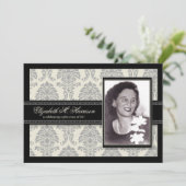 Golden Years Damask Birthday Party Invite (silver) (Standing Front)