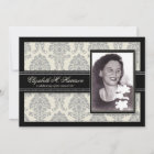 Golden Years Damask Birthday Party Invite (silver)