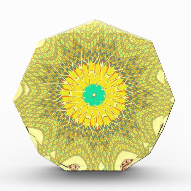 gOLDEN YELLOW African ethnic tribal pattern Acrylic Award (Front)