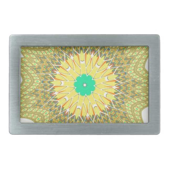 Golden Yellow African ethnic tribal pattern Art  Belt Buckle (Front)