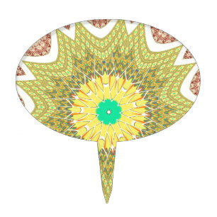 Golden Yellow African ethnic tribal pattern Art Cake Topper