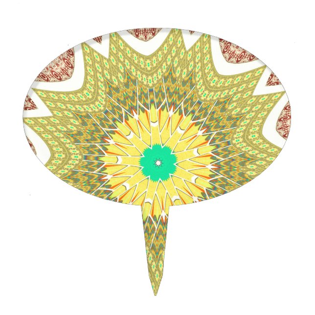 Golden Yellow African ethnic tribal pattern Art  Cake Topper (Front)