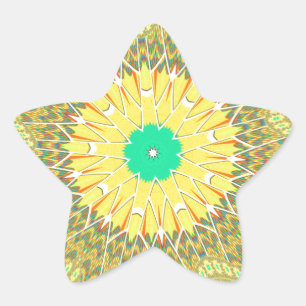 Golden Yellow African ethnic tribal pattern Art Star Sticker