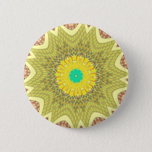 gOLDEN YELLOW African ethnic tribal pattern Button