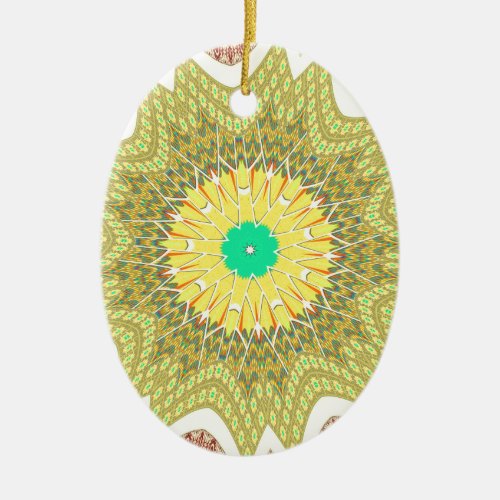 gOLDEN YELLOW African ethnic tribal pattern Ceramic Ornament