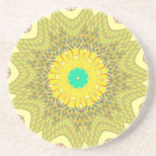 gOLDEN YELLOW African ethnic tribal pattern Coaster