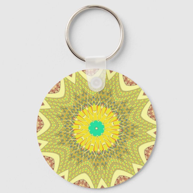 gOLDEN YELLOW African ethnic tribal pattern Keychain (Front)