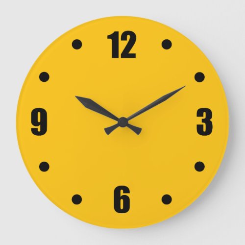 Golden Yellow Amber Color Accent Large Clock