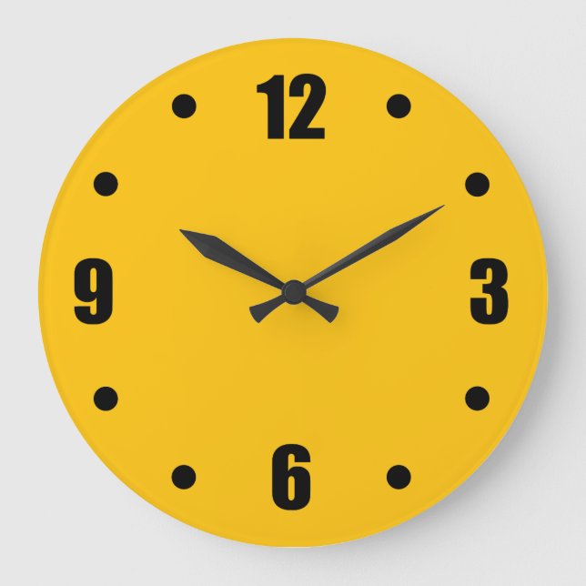 Golden Yellow Amber Color Accent Large Clock (Front)