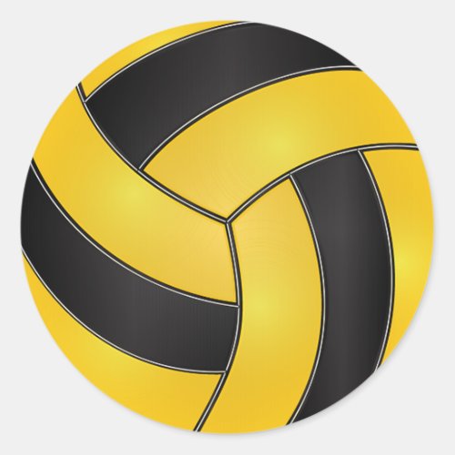 Golden Yellow and Black Volleyball Classic Round Sticker