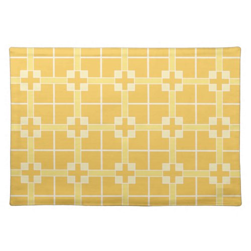 Golden yellow and ivory crosses cloth placemat