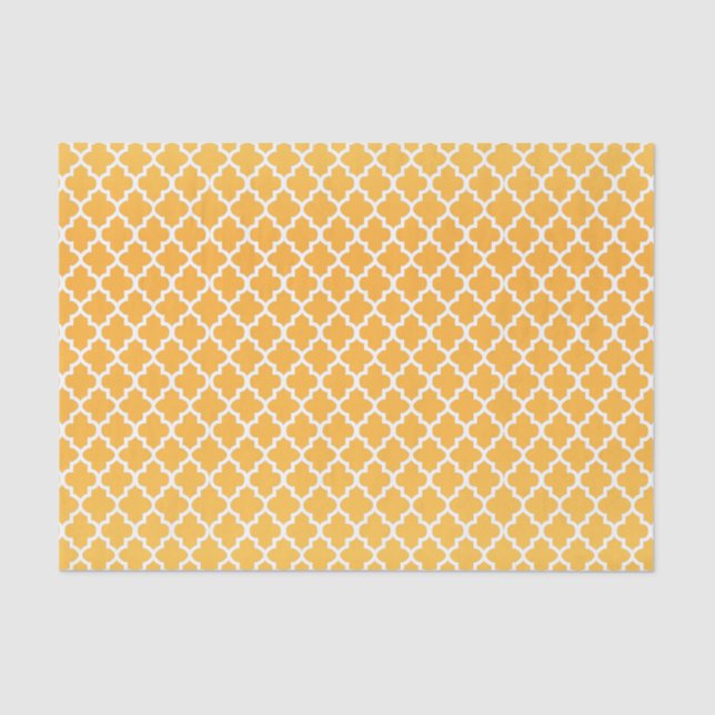 Golden Yellow and Quatrefoil Pattern Tissue Paper (Front)