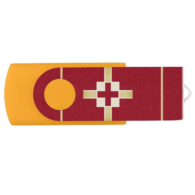 Golden yellow and red crosses  flash drive (Front)
