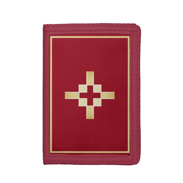 Golden yellow and red crosses  trifold wallet (Front Vertical)