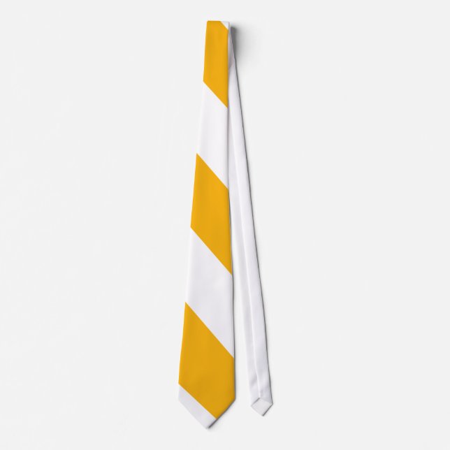 Golden Yellow and White Diagonal-Striped Tie (Front)