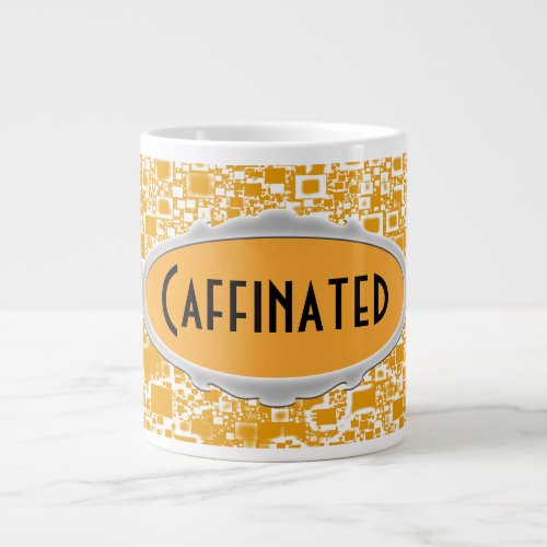 Golden Yellow and White Mini Tile Design Giant Coffee Mug