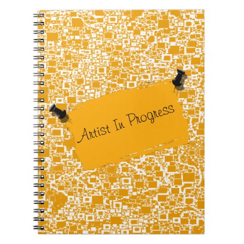 Golden Yellow and White Mini Tile Design Notebook