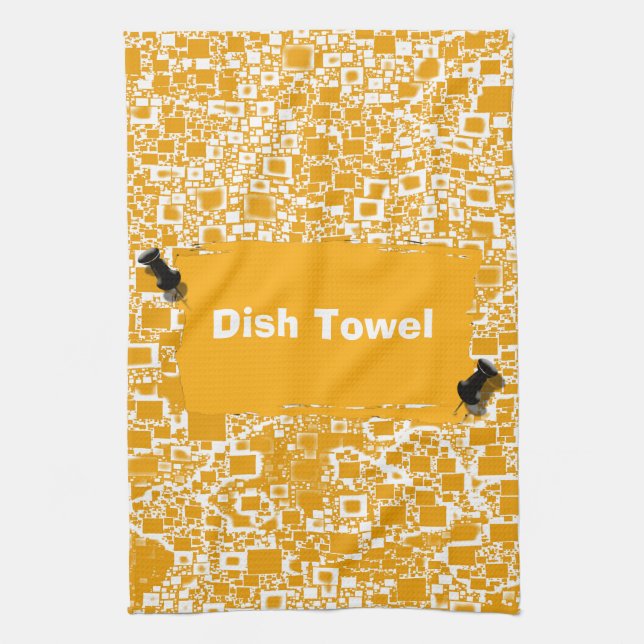 Golden Yellow and White Mini Tile Design Towel (Vertical)