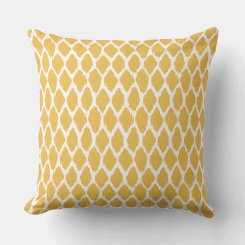 Golden Yellow and White Ogee Patterned Pillow