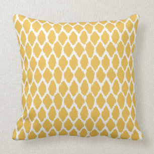 Golden Yellow and White Ogee Patterned Pillow