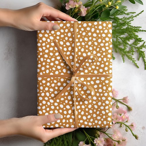 Golden Yellow and White Polka Dots Wrapping Paper