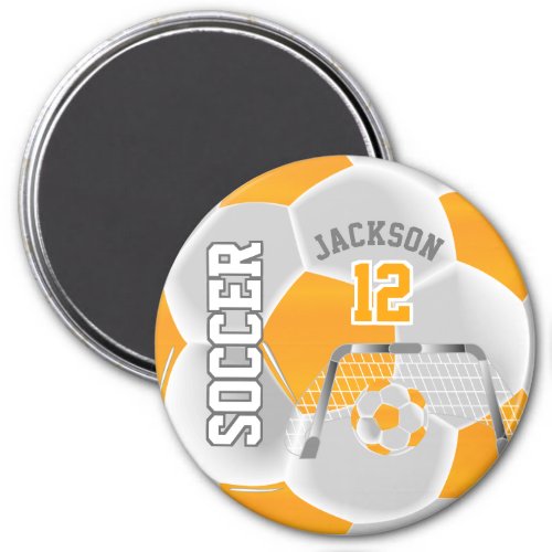 Golden Yellow and White Soccer  Futbol Magnet