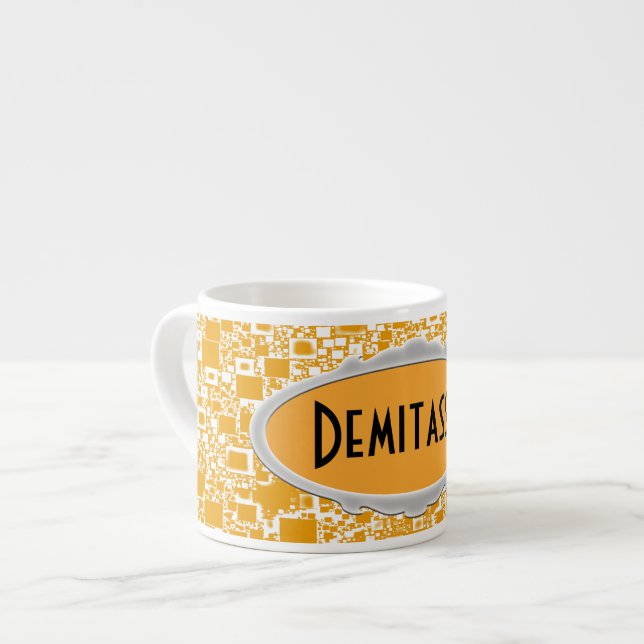 Golden Yellow and White Tile Design Espresso Cup (Front Left)