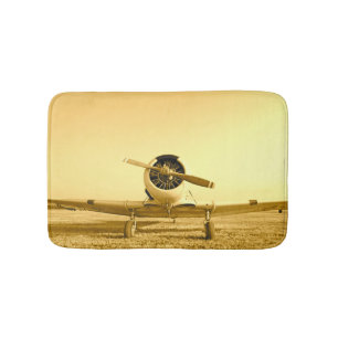 Golden Yellow Antique Airplane Bath Mat