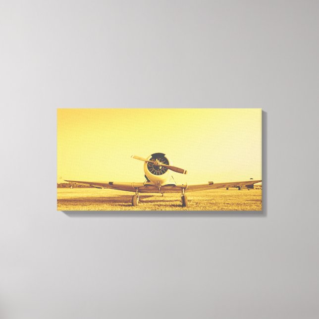 Golden Yellow Antique Airplane Wingspan Canvas Print (Front)