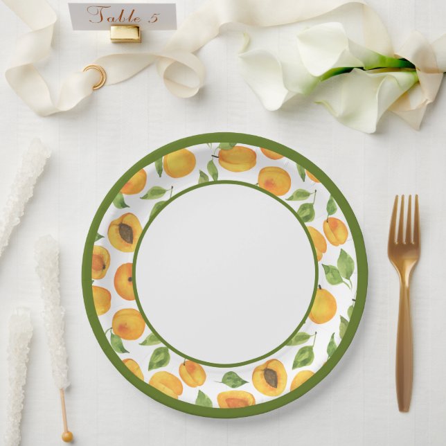 Golden Yellow Apricot Botanical Paper Plate (Wedding)