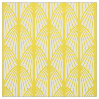 Golden Yellow Art Deco Scallops Fabric Retro Print