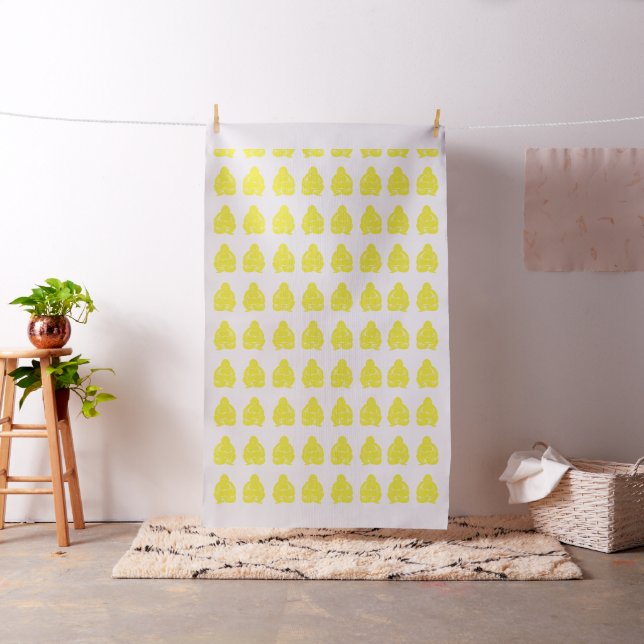 Golden Yellow Asian Moods Buddah Boys -Large Scale Fabric (In Situ)