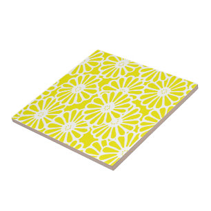 Golden Yellow Asian Moods Floral Ceramic Tile