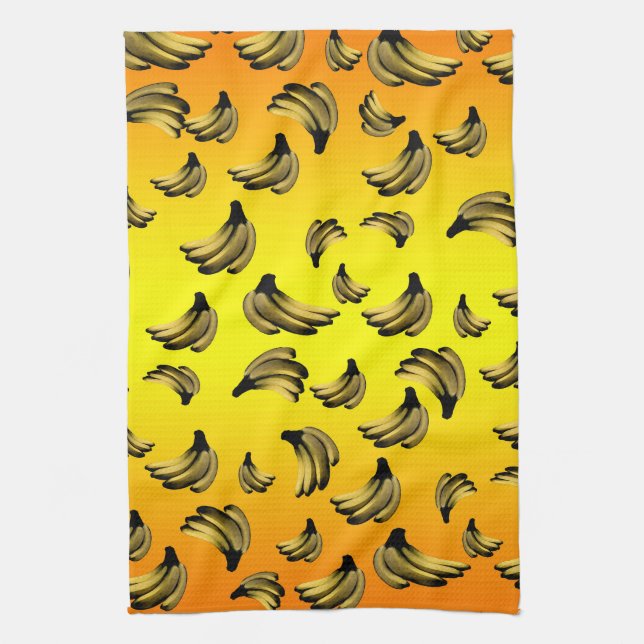 Golden Yellow Banana Pattern, Kitchen Towel (Vertical)