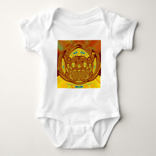 Golden Yellow Baseball Glove Art Print Baby Bodysuit
