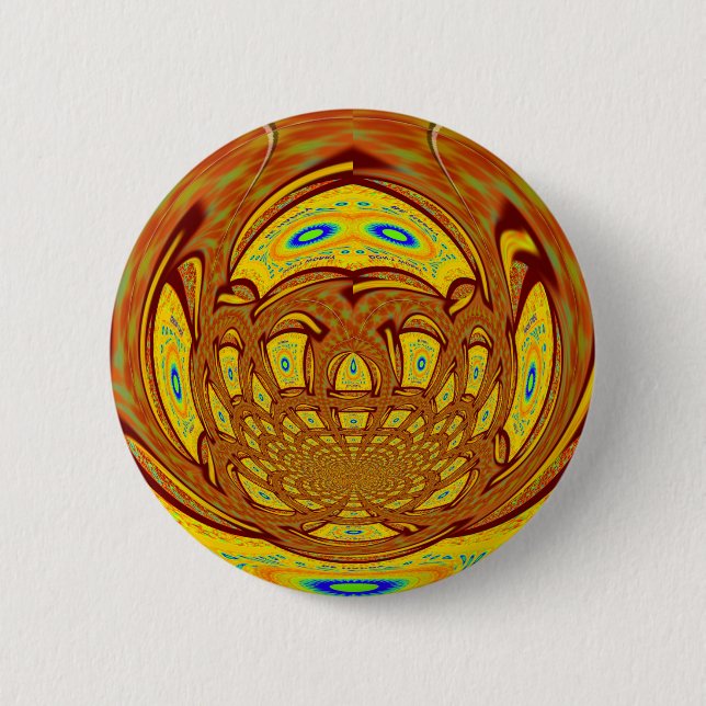 Golden Yellow Baseball Glove Art Print Button (Front)