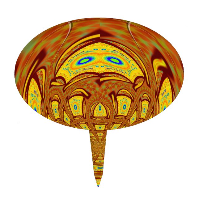 Golden Yellow Baseball Glove Art Print Cake Topper (Front)