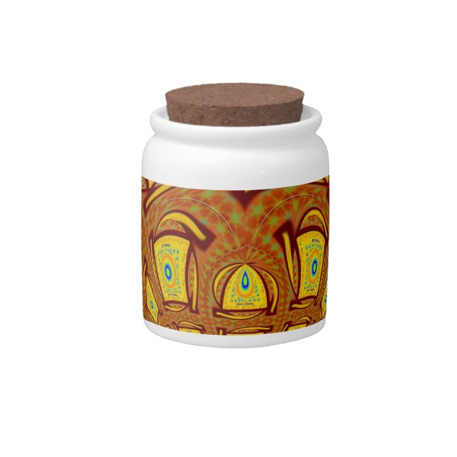 Golden Yellow Baseball Glove Art Print Candy Jar (Front)